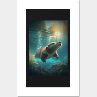 Adorable Beaver in the Water Posters and Art